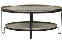 PTMD Kae Gold Oval Alu Black Iron Coffee Table 2 Layers