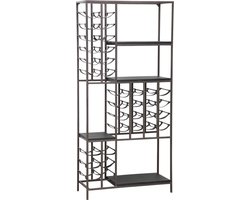 PTMD Kast Billy Zwart Metal Wood Open Wine