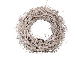 PTMD Kerst krans natuurhout in white/gray washing met LED verlichting - Hein whitewash wreath with LED lights