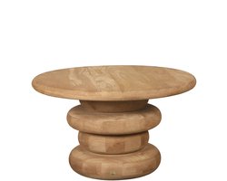 PTMD Keven Natural Mango Wood Ribbed Coffee Table Round