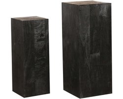 PTMD Kyro Black Sandblasted Mango Wood Pedestal SV2