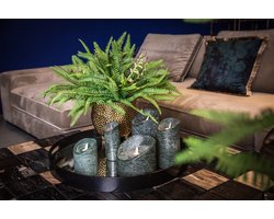 PTMD LED Kaars rustiek donkergroen 7,5 x 7,5 x 15 cm - LED Light Candle rustic dark green moveable flame M