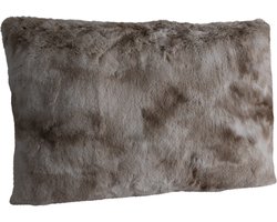 PTMD Linde Beige Faux Fur Cushion Rectangle