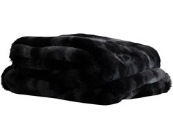 PTMD Linde Plaid - 150 x 200 x 2 cm - Fluweel - Zwart