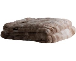 PTMD Linde Plaid - 220 x 240 x 2 cm - Fluweel - Bruin