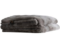 PTMD Linde Plaid - 220 x 240 x 2 cm - Fluweel - Grijs