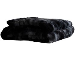 PTMD Linde Plaid - 220 x 240 x 2 cm - Fluweel - Zwart