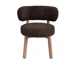 PTMD Lior Brown Dining Chair Teddy Rubber Wood - set van 2