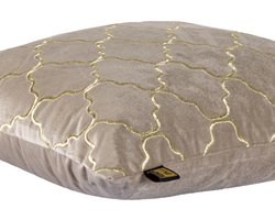 PTMD Lizze Beige Velvet Cushion Embroidery Square S