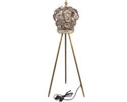PTMD Loraz Staande Lamp - H110 x Ø29 cm - Ijzer - Goud/Grijs - Vloerlamp