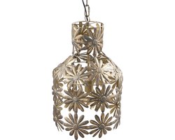 PTMD Lunna Ronde Hanglamp Bloemen - H61 x Ø35 cm - Metaal - Goud