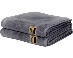 PTMD Luxe Handdoeken - Badhanddoek - 100% katoen - 600 g/m² -70 x 140 cm- Grijs - Set Van 2