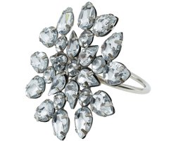 PTMD Luxury Living | Set van 6 Servetringen Steinar | Bloemvorm | Metaal Zilverkleurig – Ø7 cm | Elegante Tafeldecoratie