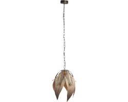 PTMD Marinth Ronde Hanglamp Veren - H145 x Ø35 cm - Metaal - Goud