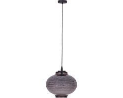PTMD Mascen Dark Grey Carved Glass Hanging Lamp Small