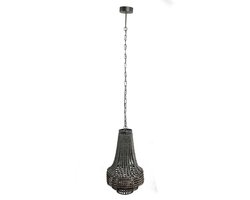 PTMD Merdy Ronde Hanglamp - H170 x Ø35,5 cm - Metaal - Grijs