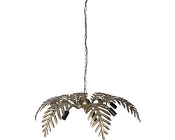 PTMD Moira Gold Metal Hanging Lamp Palm Leaf Wide