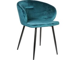 PTMD Move Velvet Stoelen - 55x57x75 cm - Fluweel - Blauw - Set van 2
