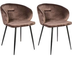 PTMD Move Velvet Stoelen - 55x57x75 cm - Fluweel - Bruin - Set van 2