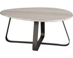 PTMD Muka coffeetable low dark grey base white marble