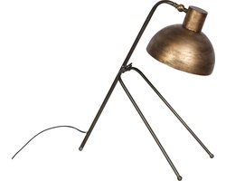 PTMD Nyma zwarte metalen bureaulamp goud - 57x25x61 - Zwart en Goud