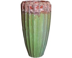 PTMD Olver Bloempot - H90 x Ø48 cm - Keramiek - Groen
