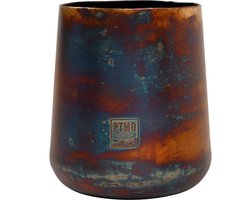 PTMD Oxton Ronde Bloempot - H18 x Ø16 cm - Set van 2 - Ijzer - Zwart