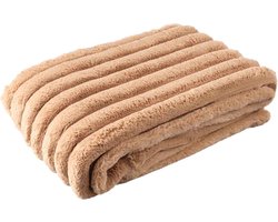 PTMD Plaid Hadi - 170x140x2 cm - Imitatie Bont - Beige