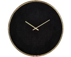 PTMD Ray Black Velvet Clock With Gold Metal Border