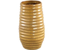 PTMD Reffa Ronde Bloempot - H27 x Ø15 cm - Keramiek - Geel