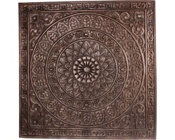 PTMD Restin Brown MDF Antique Carved Wall Panel Rect