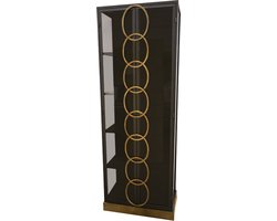 PTMD Riho Black metal cabinet high smoky glass doors