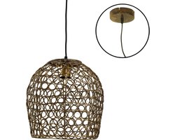 PTMD Rustin Ronde Hanglamp - H26 x Ø30 cm - Metaal - Goud