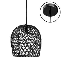 PTMD Rustin Ronde Hanglamp - H26 x Ø30 cm - Metaal - Zwart