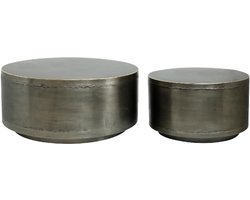 PTMD Salontafel Georgy - 80x80x35 cm - Ijzer - Nikel - Set van 2