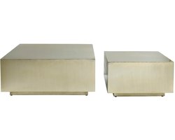 PTMD Salontafel Irvy Gold - 81x81x35 cm - Ijzer - Goud - Set van 2