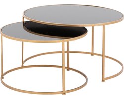 PTMD Salontafel Miyo Dark Glass Rond Set van 2