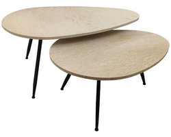 PTMD Salontafel Veria - 50x60x43 cm - Marmer - Beige - Set van 2