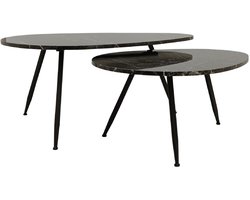 PTMD Salontafel Veria - 50x60x43 cm - Marmer - Bruin - Set van 2