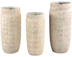 PTMD Sary Bloempot - 24 x 24 x 55 cm - Cement - Créme