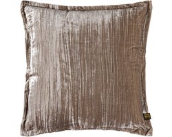 PTMD Senny Taupe Velvet Cushion Ruffle Rim Square L