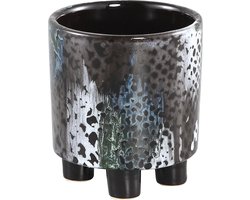 PTMD Snakes Ronde Bloempot Op Voet - H11,5xØ10,5 cm - Keramiek - Grijs