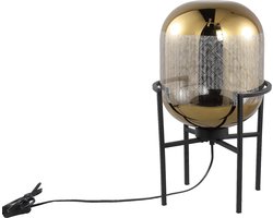 PTMD Snakey lamp - Gouden Tafellamp goud glas op metalen voet 27 x 27 x 47 hoog