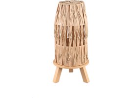 PTMD Tafellamp Alleene - 28x28x57 cm - Hout - Creme