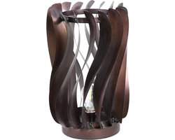 PTMD Tessa Bronze Iron LED Table Lamp Round Wavy Lines