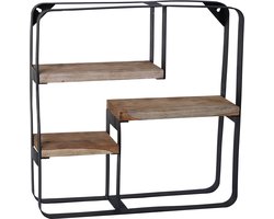 PTMD Tevis houten wandplank maat in cm: 51 x 15 x 51 - Zwart