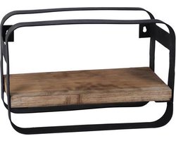 PTMD Tevis wandrek - hout - metaal - wandplank - 31 x 15 x 20 cm - Zwart - Bruin