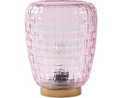 PTMD Tina Pink Glass LED Light On Gold Base Round