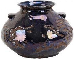 PTMD - Vaas - blauw - bruin H22 x Ø 16 cm - aardewerk