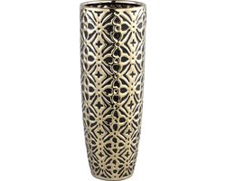 PTMD Vianne Ronde Bloempot - H45 x Ø17 cm - Keramiek - Goud/zwart